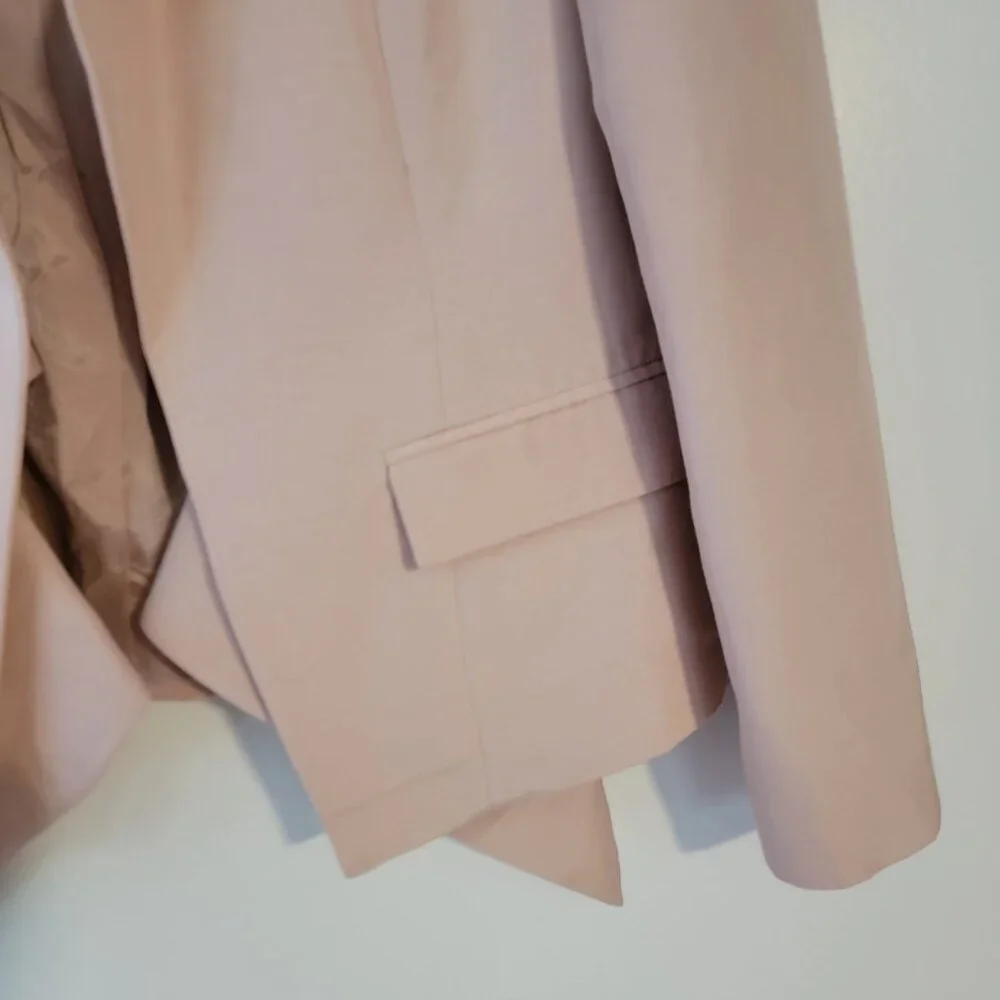 ASOS Design Blazer‎ Baby Pink Open Assymetric Beaded Shoulders Us Sz 10 UK 14